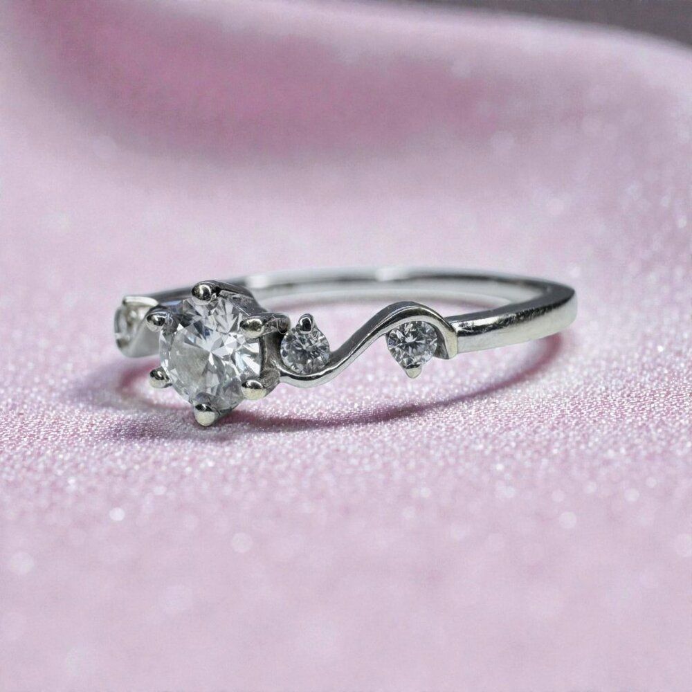 10K White Gold Diamond Ring -1/3CT T.W. -Size 5- Fairytale Scroll Wedding Ring - Picture 3 of 16